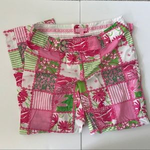 Lilly Pulitzer Pink&Green Floral Patchwork Capris